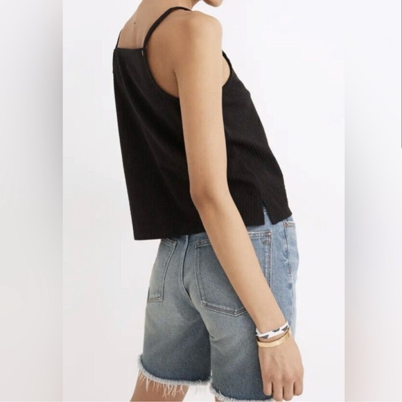 Madewell Seersucker Apron Tank Top in Black - Picture 3 of 9